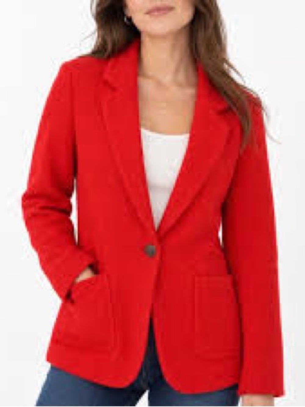 NWT Susan Bristol bright red textured wool blazer size Large